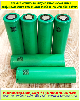 Sony Murata VTC5; Pin sạc Lithium 3.7v 18650 Sony VTC5 1600mAh Xả 30A, Nội trở 13-16mΩ